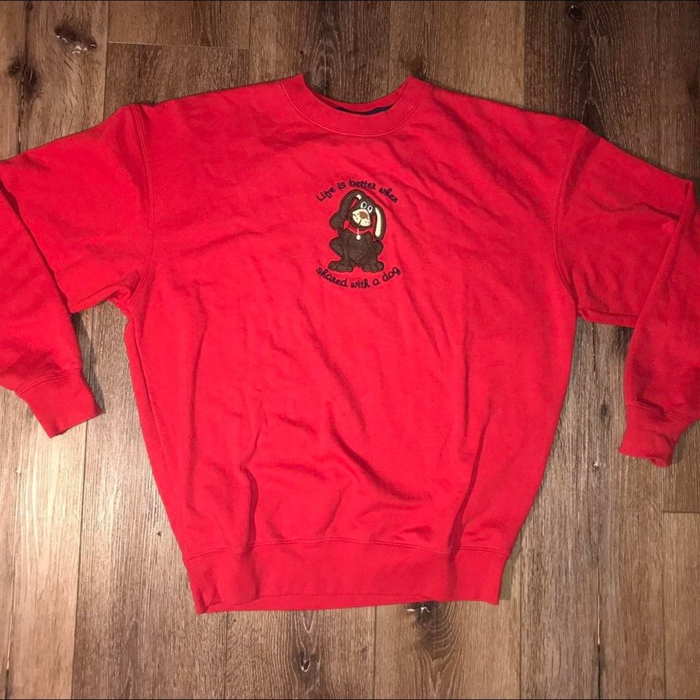 1990s Top Stitch by Morning Sun Dog stitched crew neck